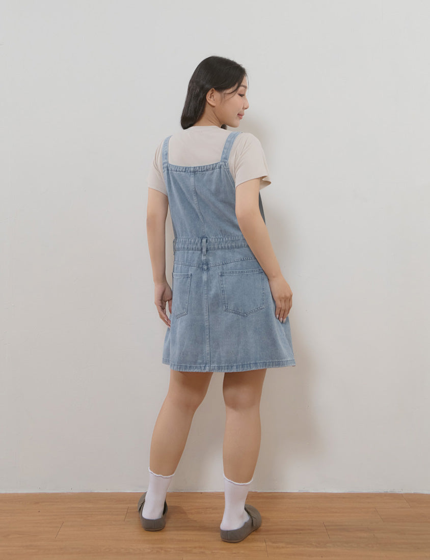 Playful Adjustable Denim Plus Size Overall Skirt