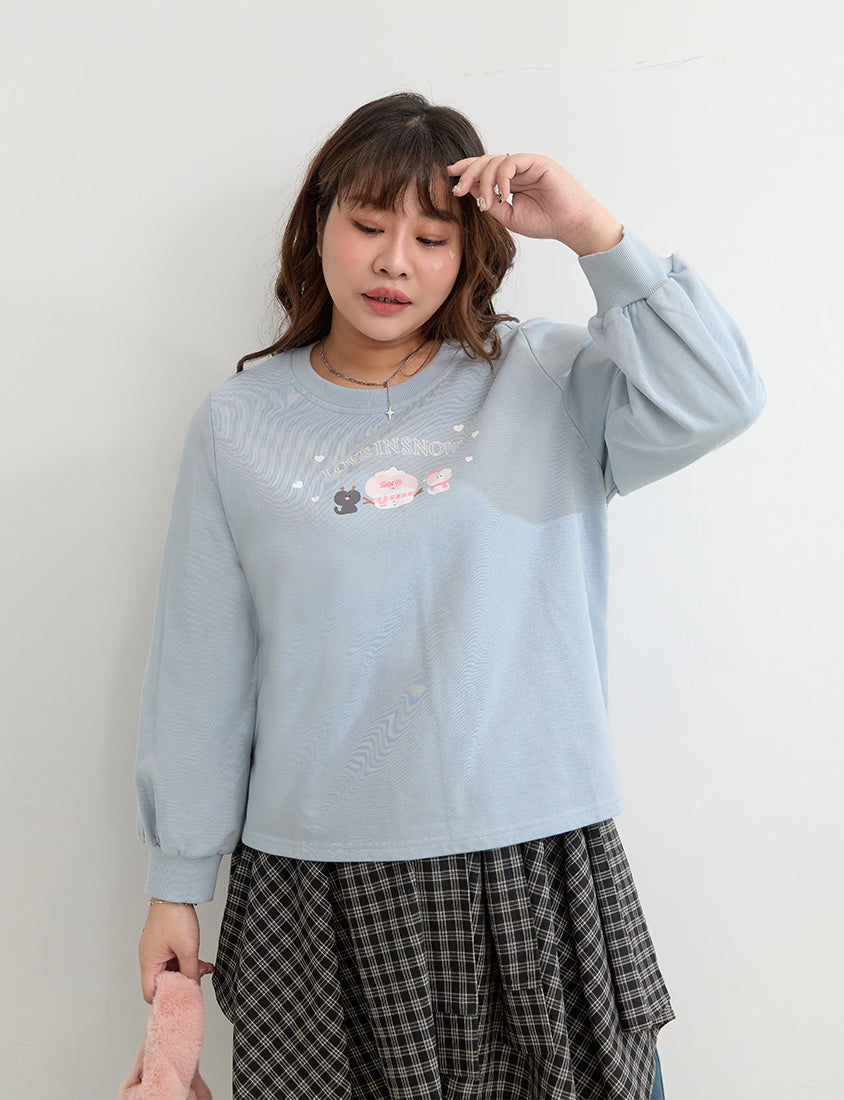 Winter Heart Print Plus Size Sweatshirt (Little Heart Collab)