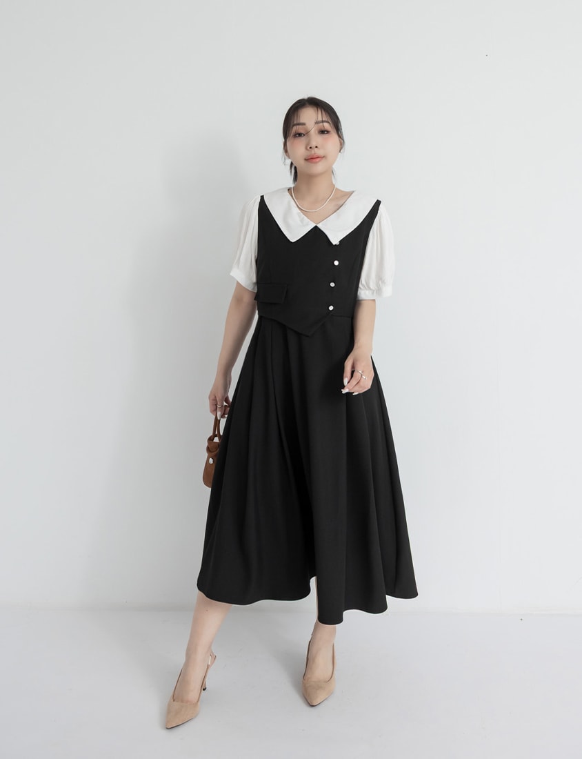 MISS. Faux Two-Piece Tailored Plus Size Maxi Dress