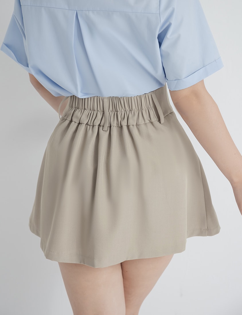 MISS. High Waist Tummy Flattering Pleated Tailored Plus Size Mini Skirt