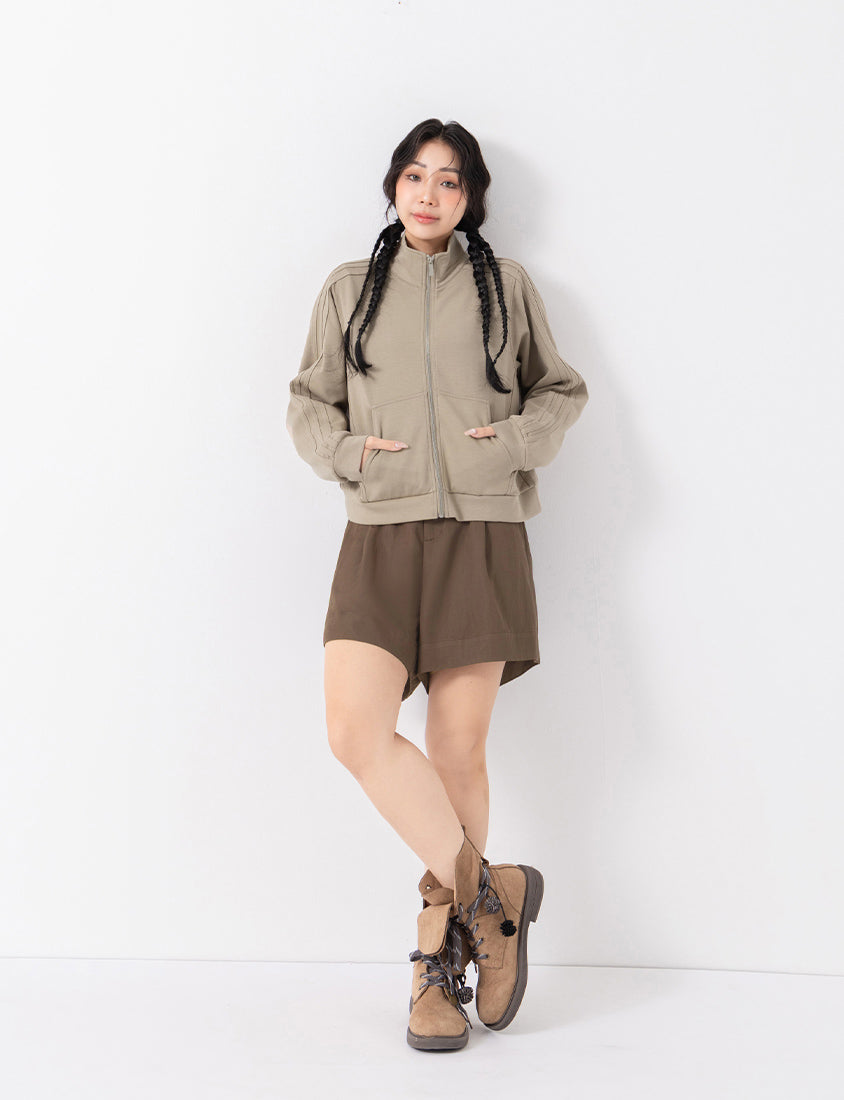 Webbing Contrast Cloud Cotton Cropped Plus Size Jacket