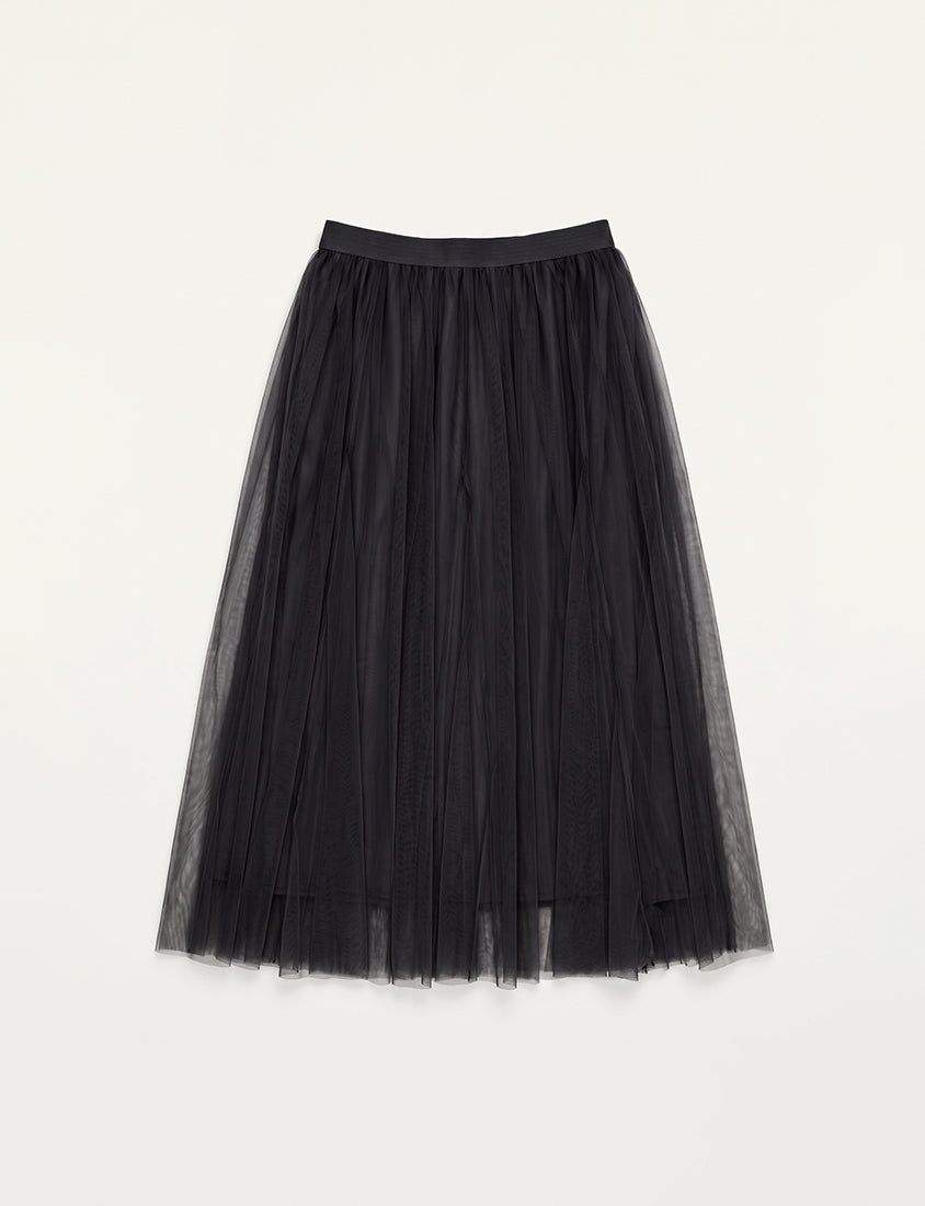 MISS. Elegant Flared Tiered Tulle Plus Size Maxi Skirt