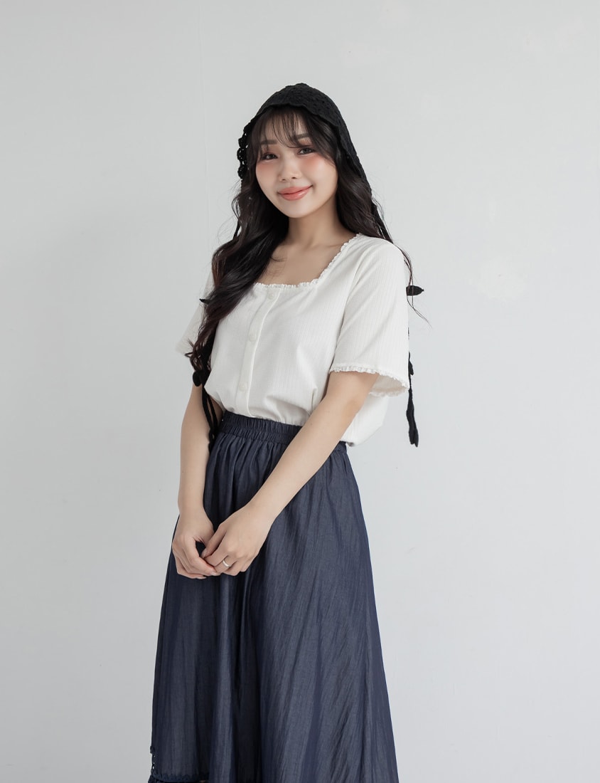 Panelled Lace Tiered Plus Size Maxi Skirt