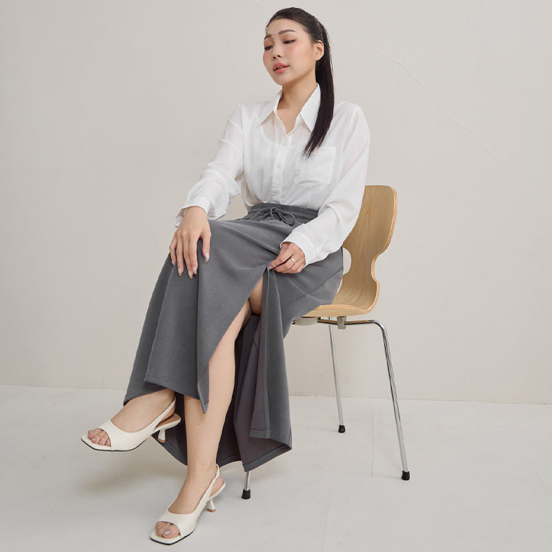 Instant Cool Cloud Cotton Slit A-Line Plus Size Skirt