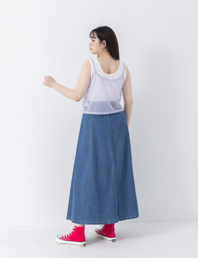 Two Piece Sheer Printed U-Neck Plus Size Tank Set