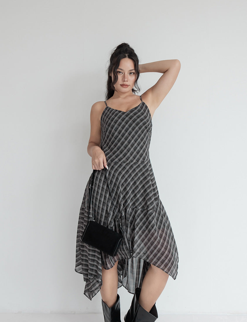 MUA! Asymmetrical Hem Plaid Plus Size Cami Dress