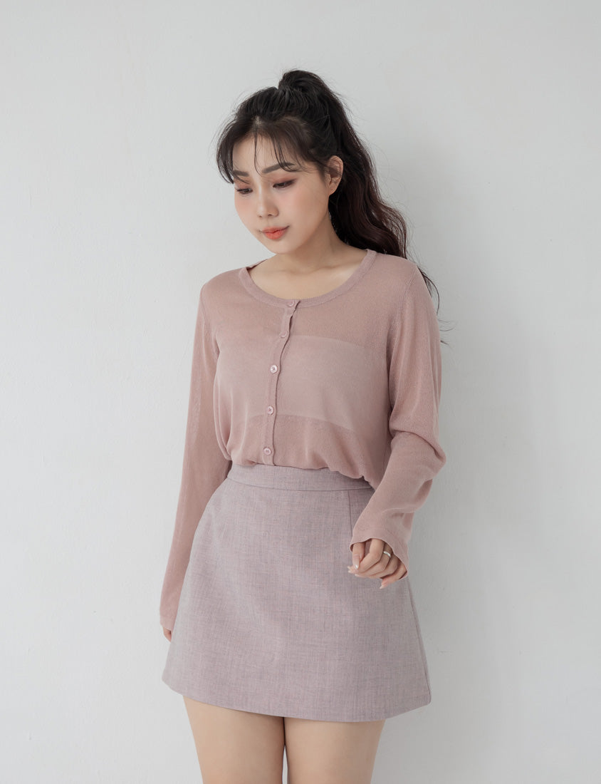 MISS. Crew Neck Fine Ice Silk Semi Sheer Plus Size Cover Up