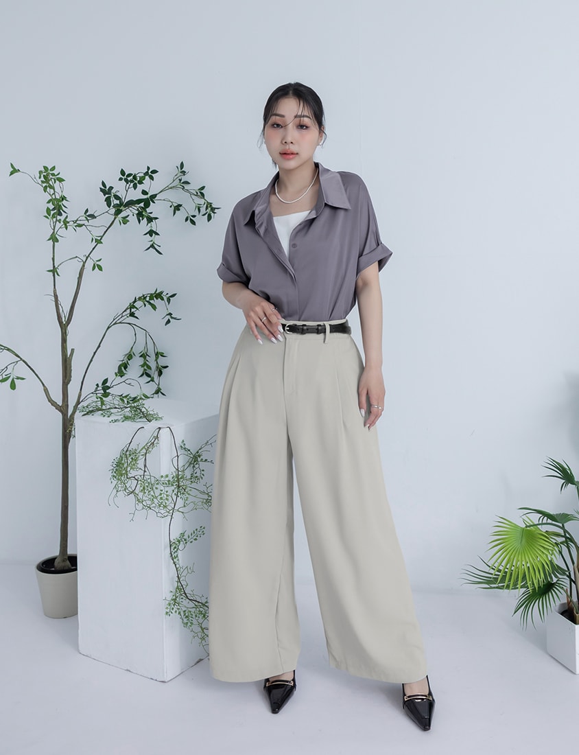 MISS. Lightweight Chiffon Waist Plus Size Long Pants