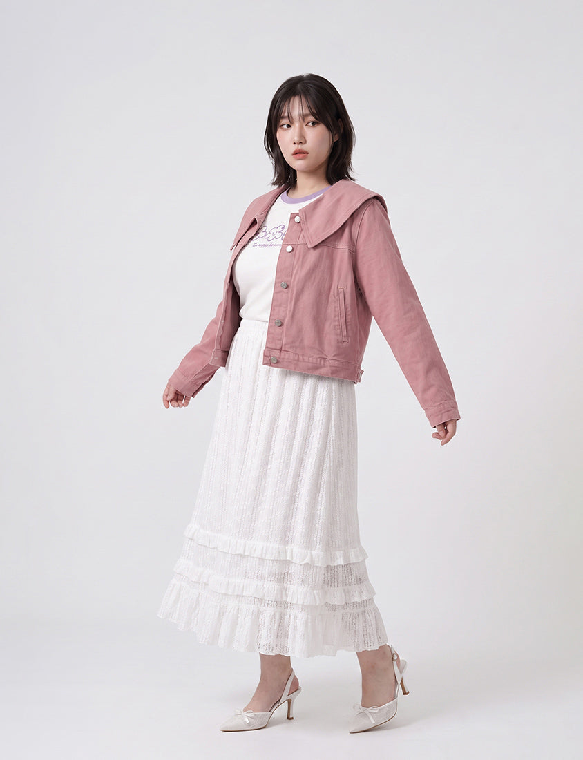Sweet Collar Lyocell Twill Plus Size Jacket