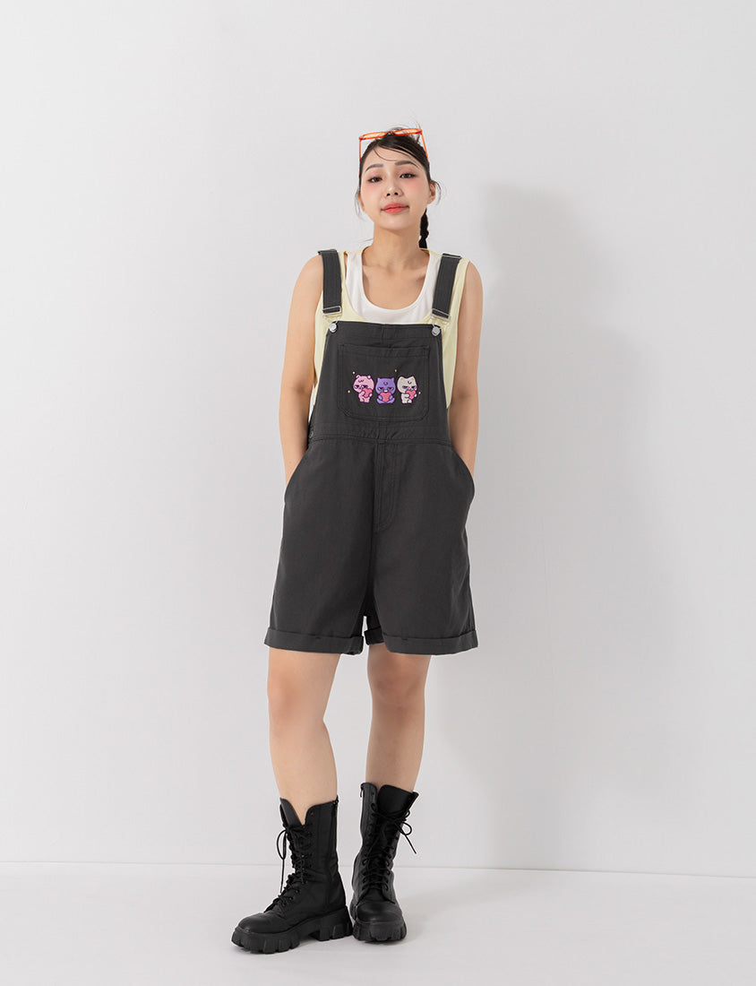 Poly Lulu x UGLY MEWS Collab Plus Size Overall Shorts