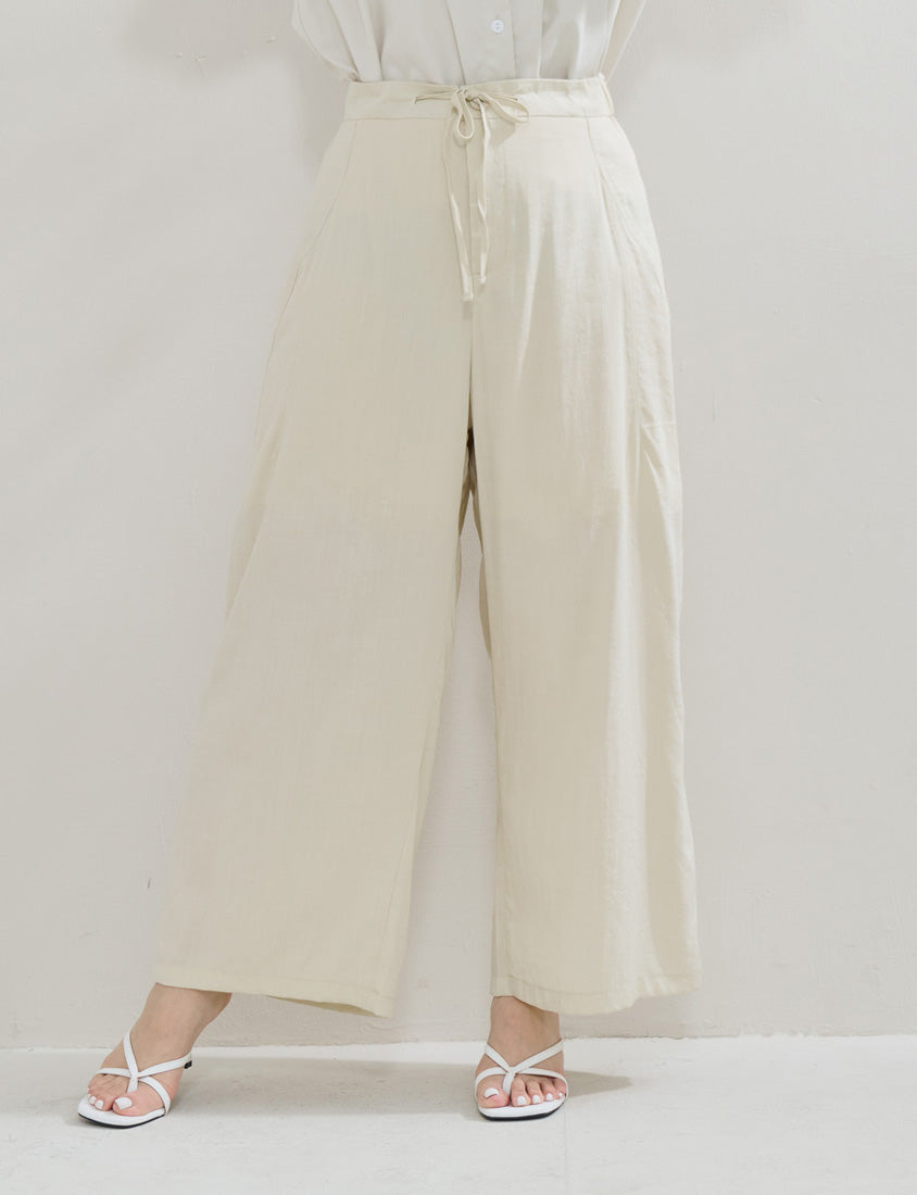 Lightweight Linen-Blend Plus Size Drawstring Pants