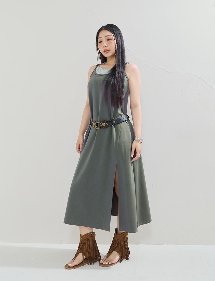 MUA! Cloud Cotton Faux Two Piece Plus Size Maxi Dress