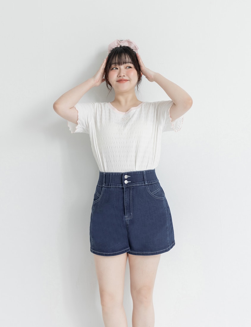 Slimming High Waist A-Line Plus Size Denim Shorts