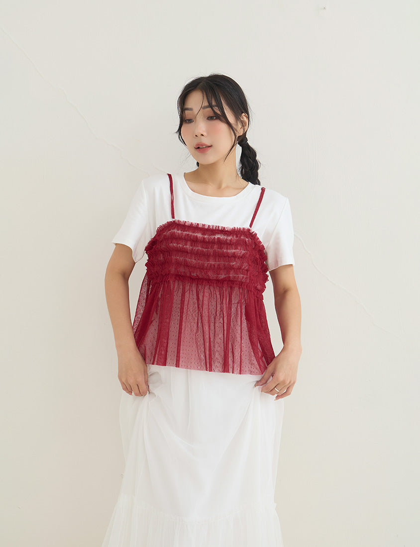 2-Way Japanese Polka Dot Mesh Plus Size Cami Top