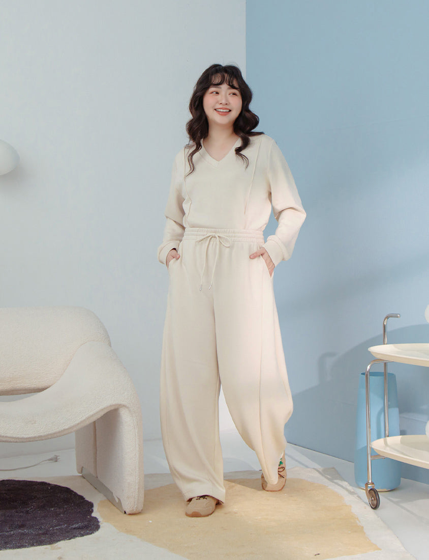 QQ Yogurt Touch Cotton Slimming Curved-Leg Plus Size Pants