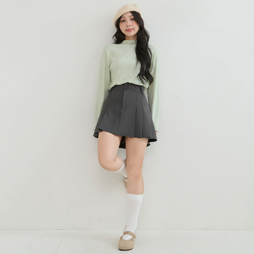Slimming A-Line Pleated Plus Size Mini Skirt