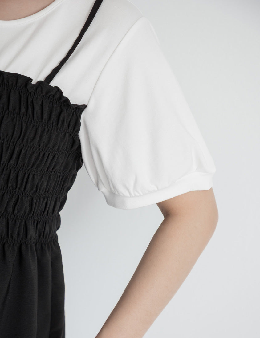 Sweet Crinkle Faux Two-Piece Short Sleeve Plus Size Top