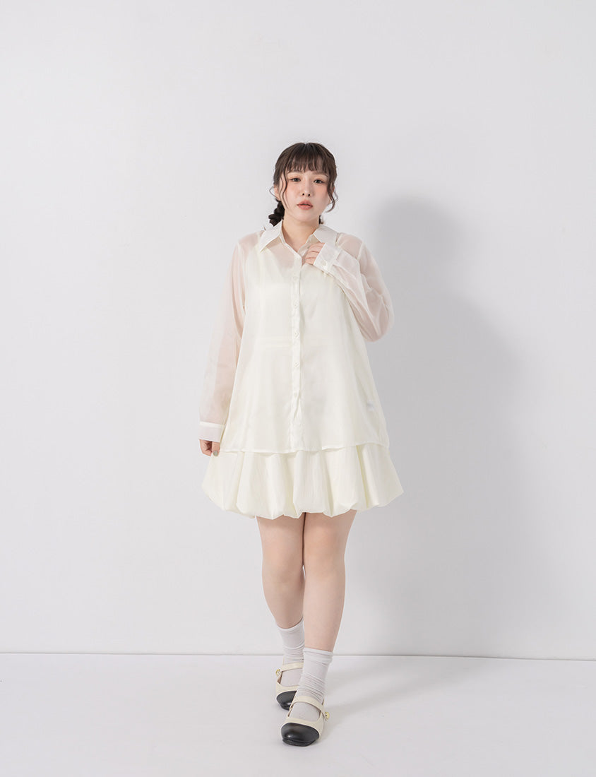 Subtle Sparkle Sheer Chiffon Back Slit Plus Size Shirt
