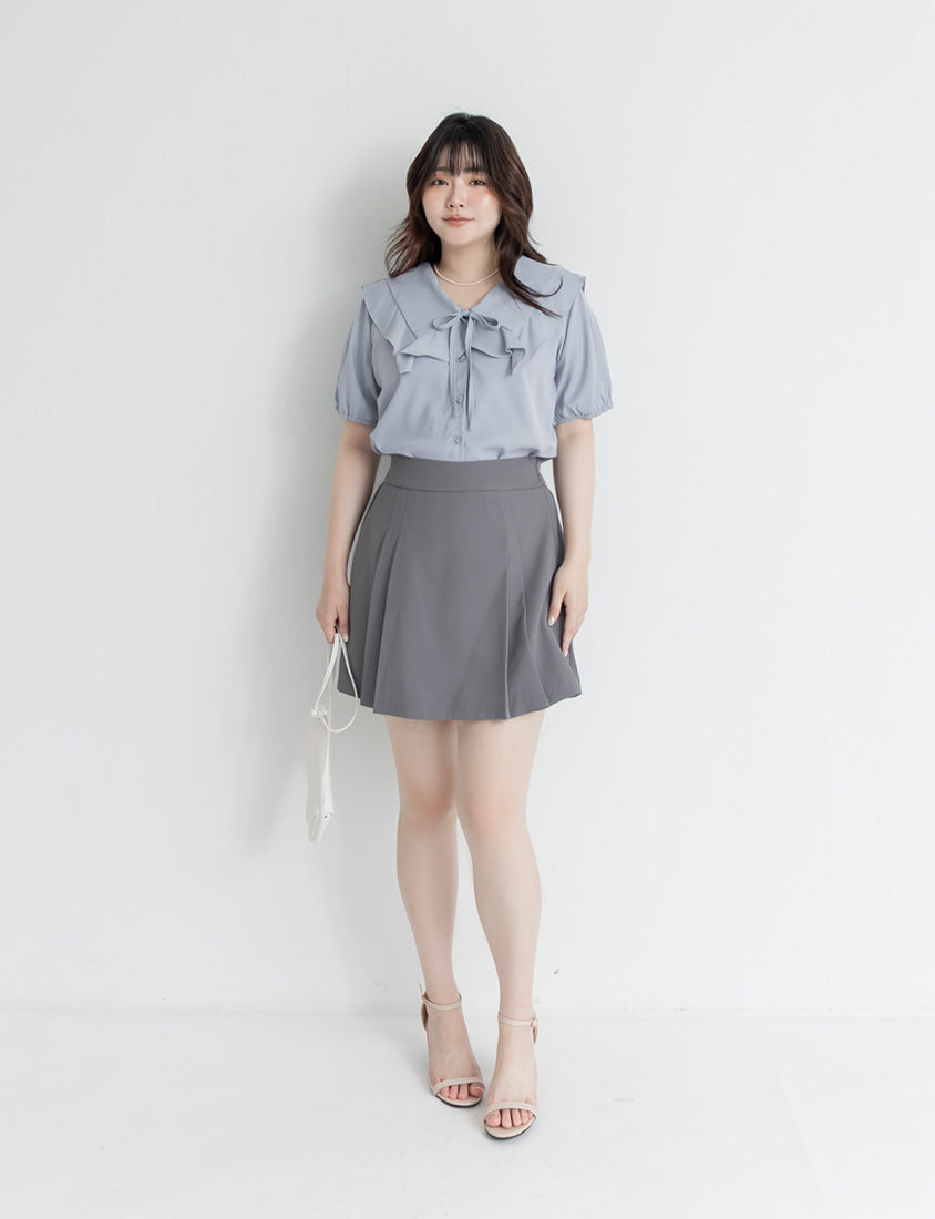 MISS. Ruffle Collar Chiffon Plus Size Shirt