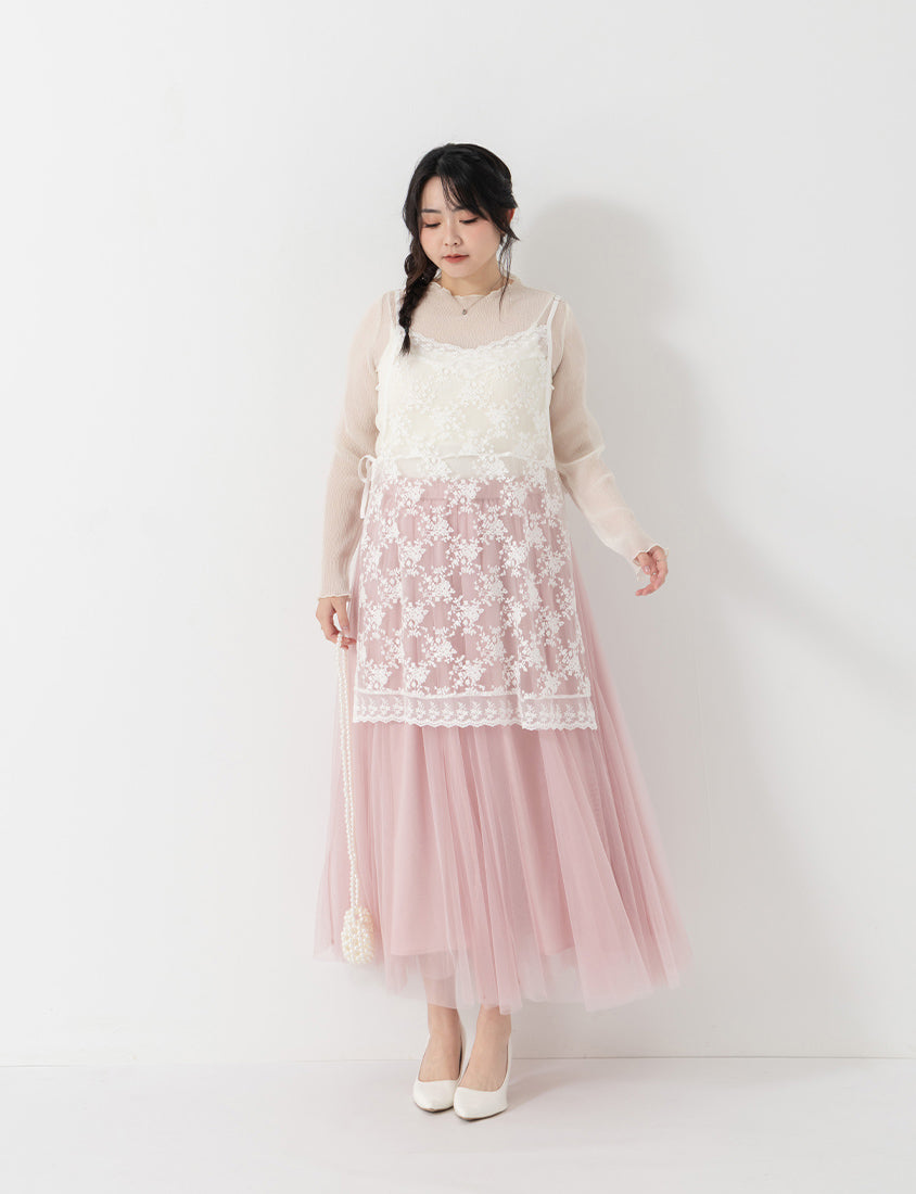 MISS. Lace Embroidered Side-Tie Layering Plus Size Vest