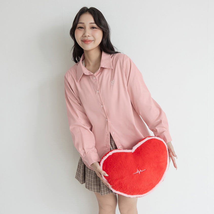 Heart Logo Embroidered Oversized Boyfriend Plus Size Shirt