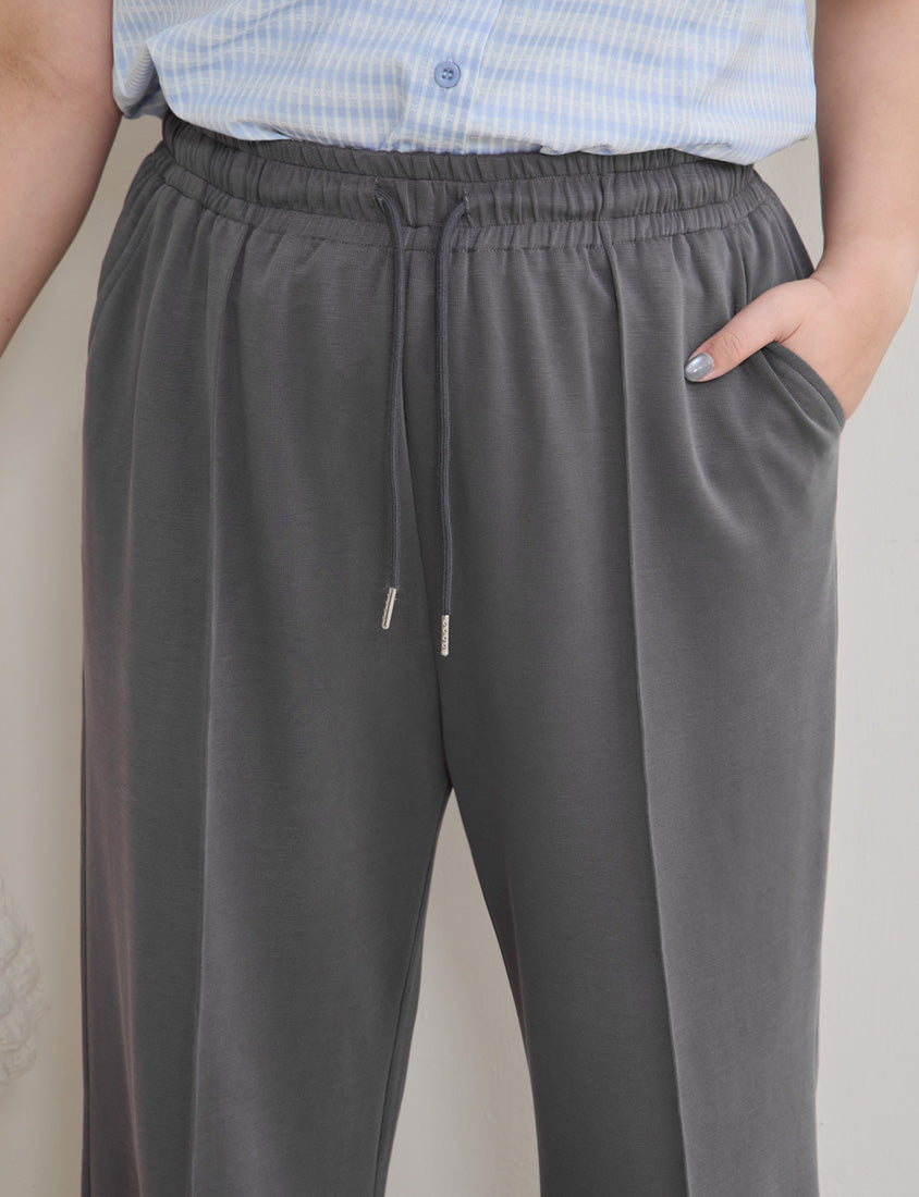 Instant Cool Cloud Cotton Stitch Slit Plus Size Wide Pants