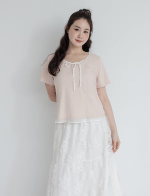 Korean Style Layered Faux Two-Piece Plus Size Top