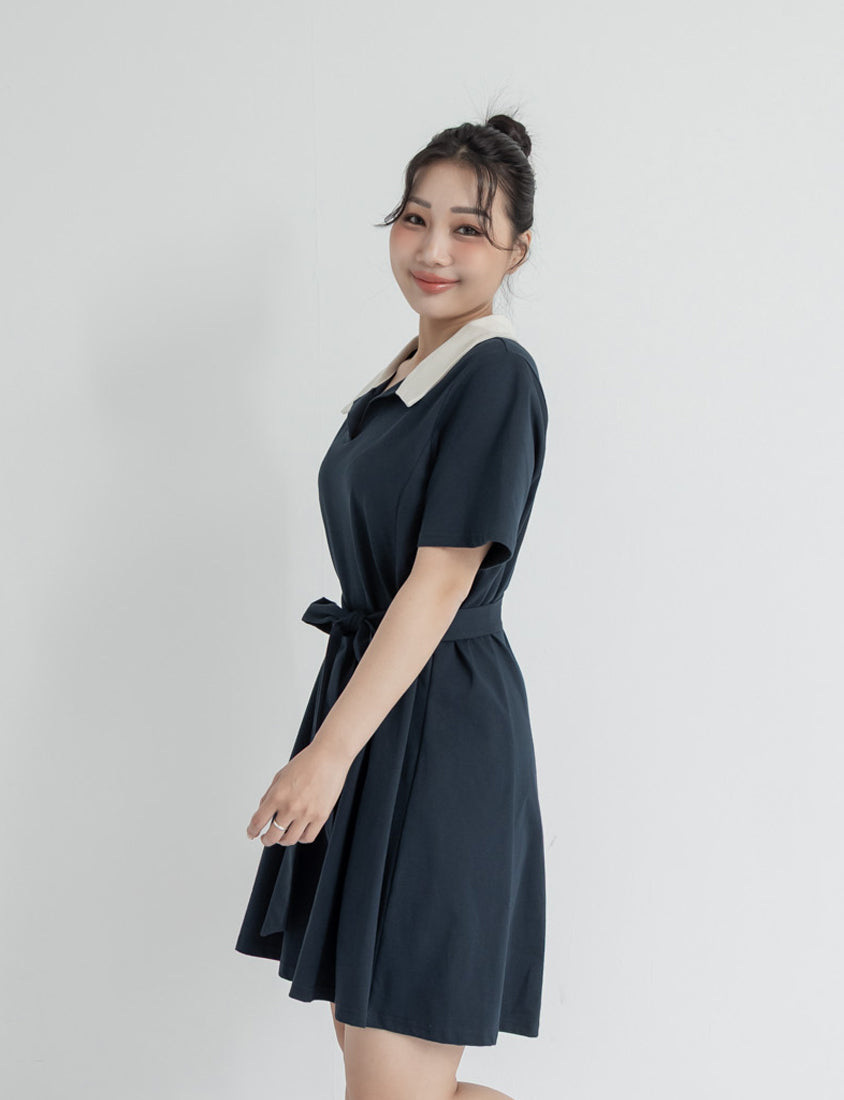 Instant Icy Cooling Collar Plus Size Mini Dress (With Waist Belt)