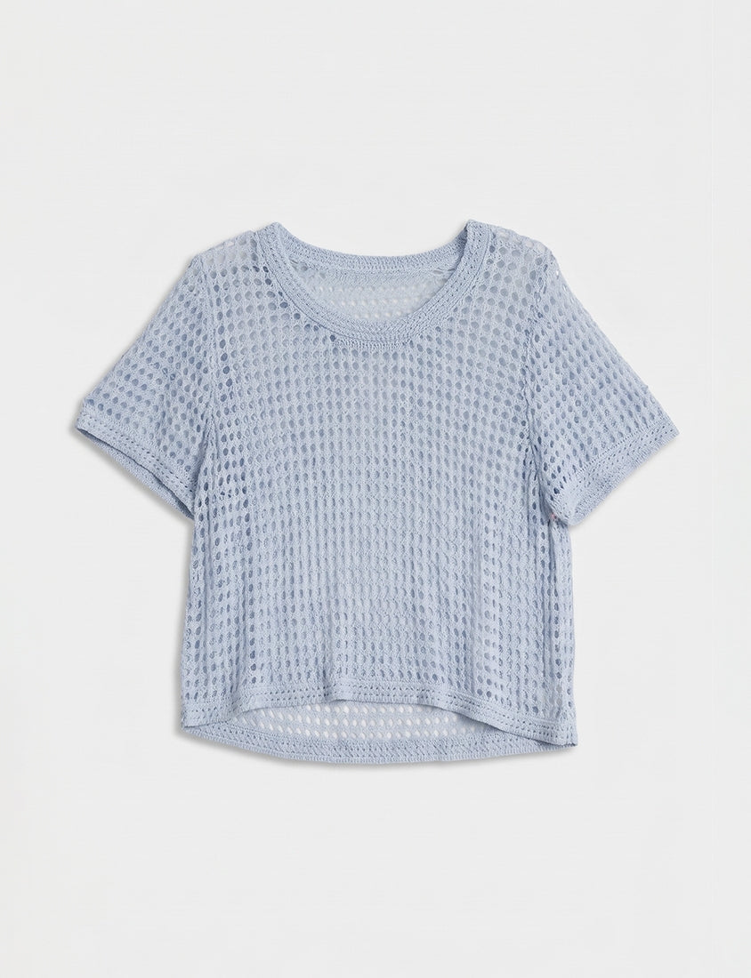 Summer Hollow Knit Short Sleeve Plus Size Top