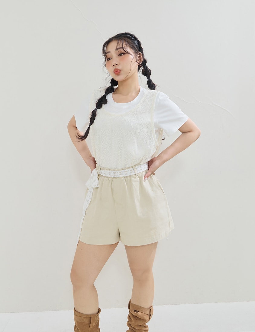 Layered Cutout Vest Two-Piece Plus Size Set
