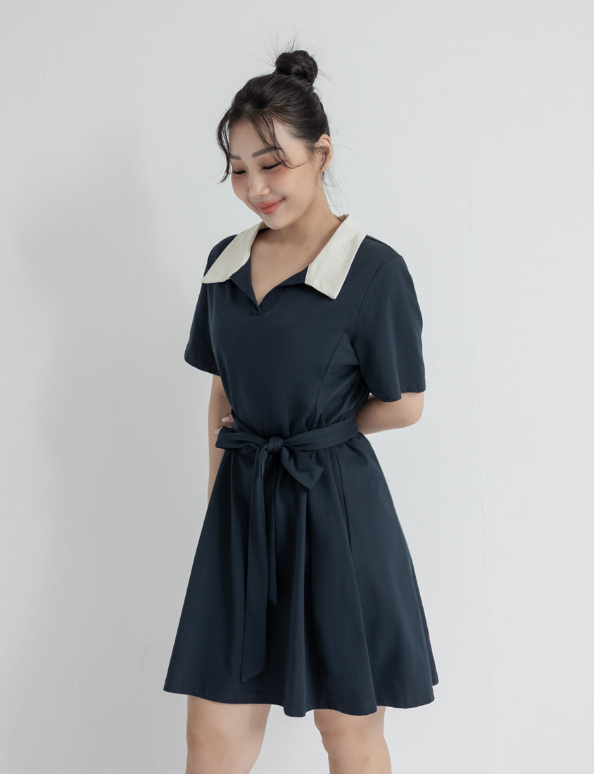 Instant Icy Cooling Collar Plus Size Mini Dress (With Waist Belt)