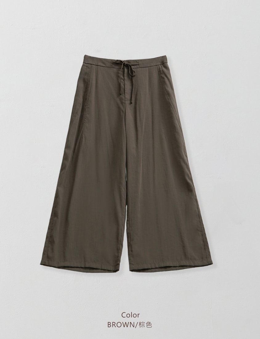 Lightweight Linen-Blend Plus Size Drawstring Pants