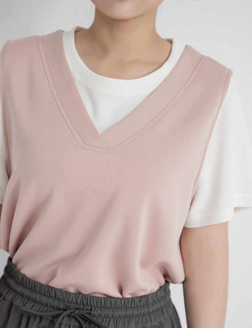 Instant Icy Cooling Cloud Cotton Faux Two Piece Plus Size Tee