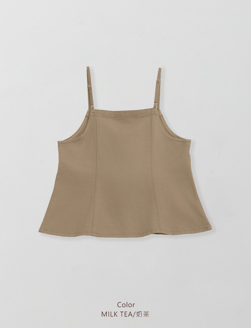 Adjustable Tie Strap Twill Layering Plus Size Camisole Vest