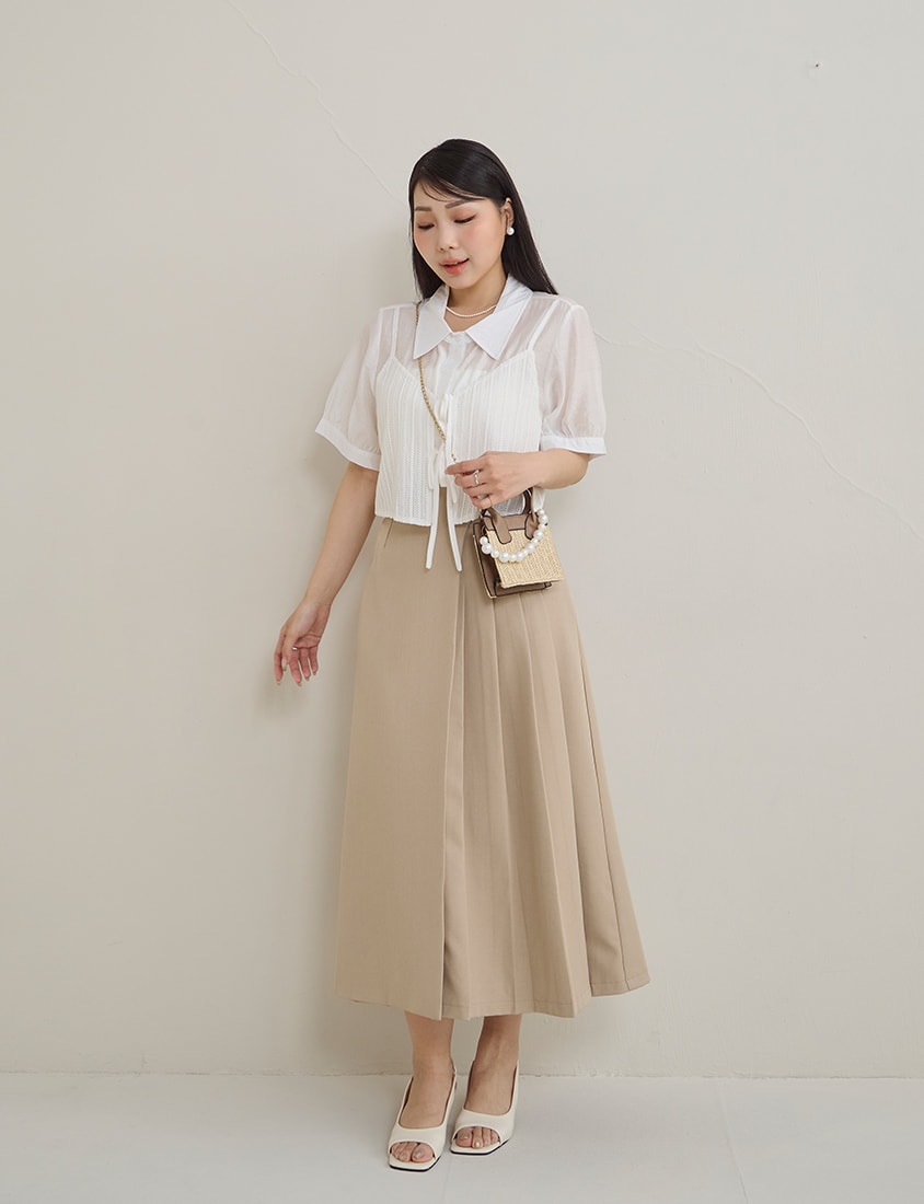 MISS. Faux Two Piece Sheer Plus Size Shirt