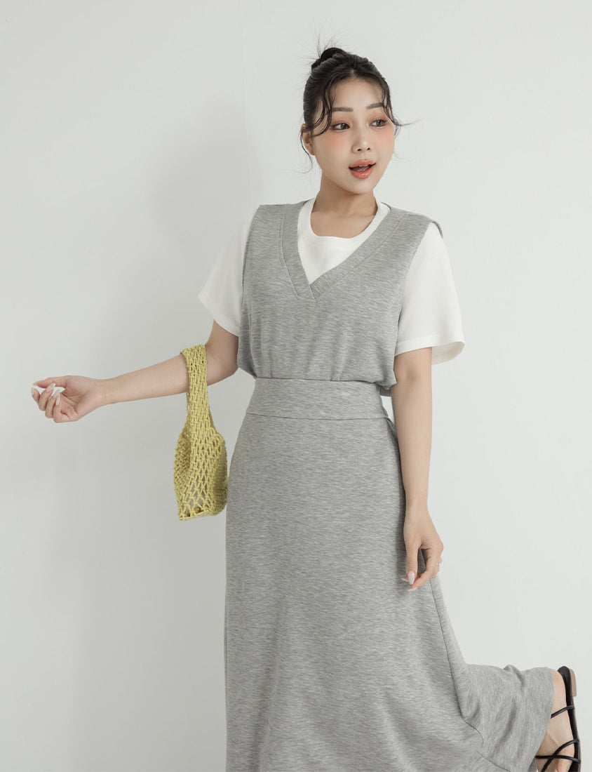 Instant Icy Cooling Cloud Cotton Faux Two Piece Plus Size Tee