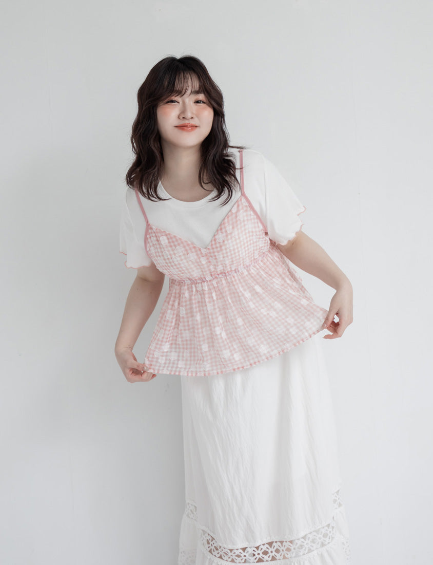 Playful Bubble Plaid Plus Size Two-Piece Set