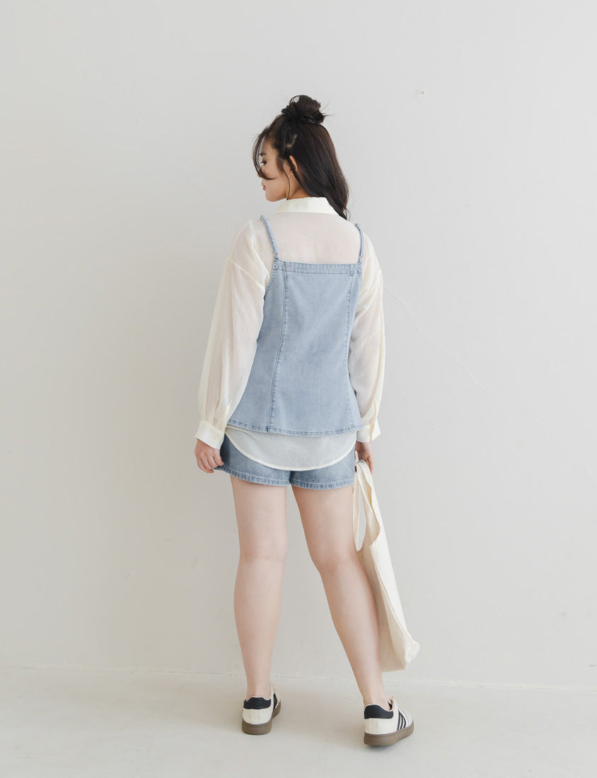 Reversible Silky Denim Plus Size Vest