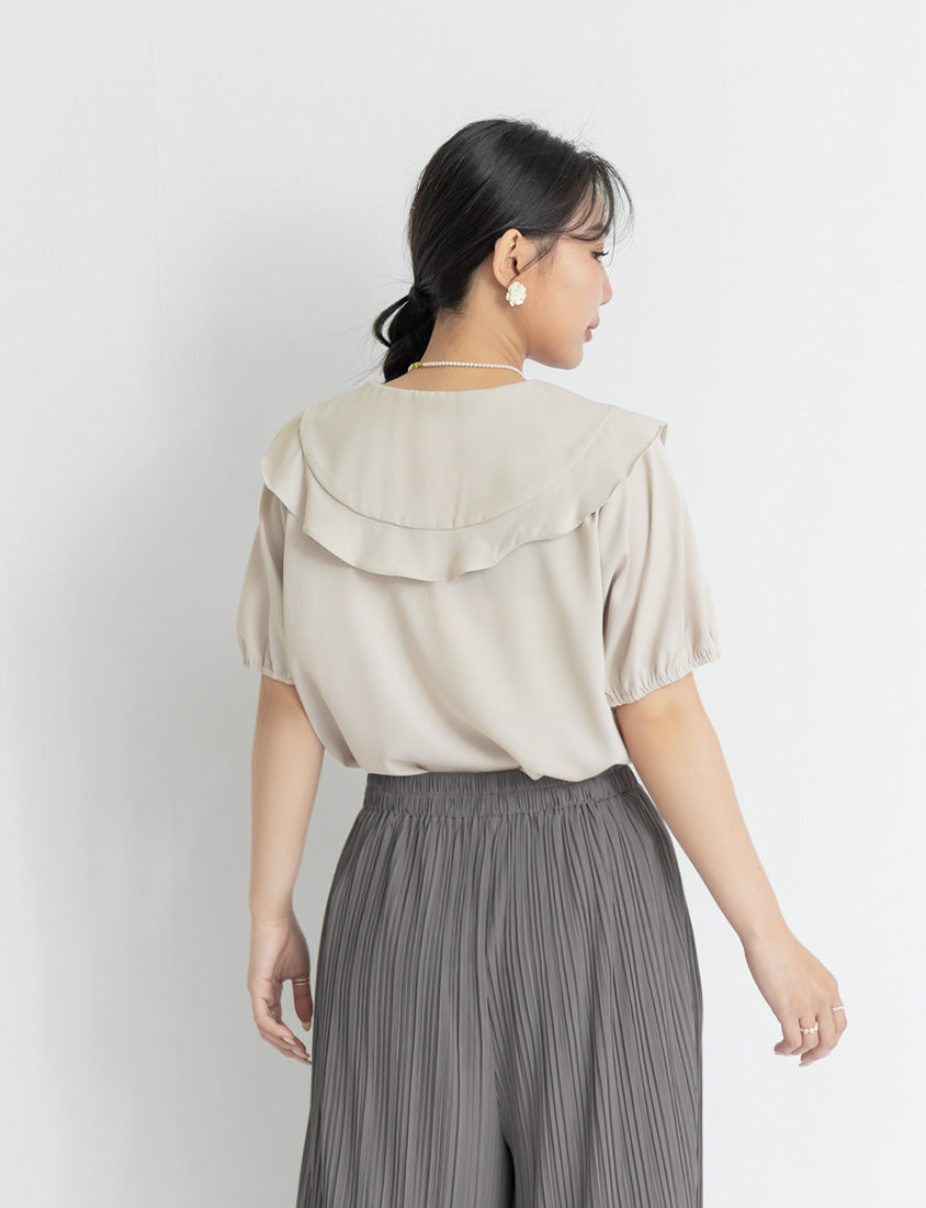 MISS. Ruffle Collar Chiffon Plus Size Shirt