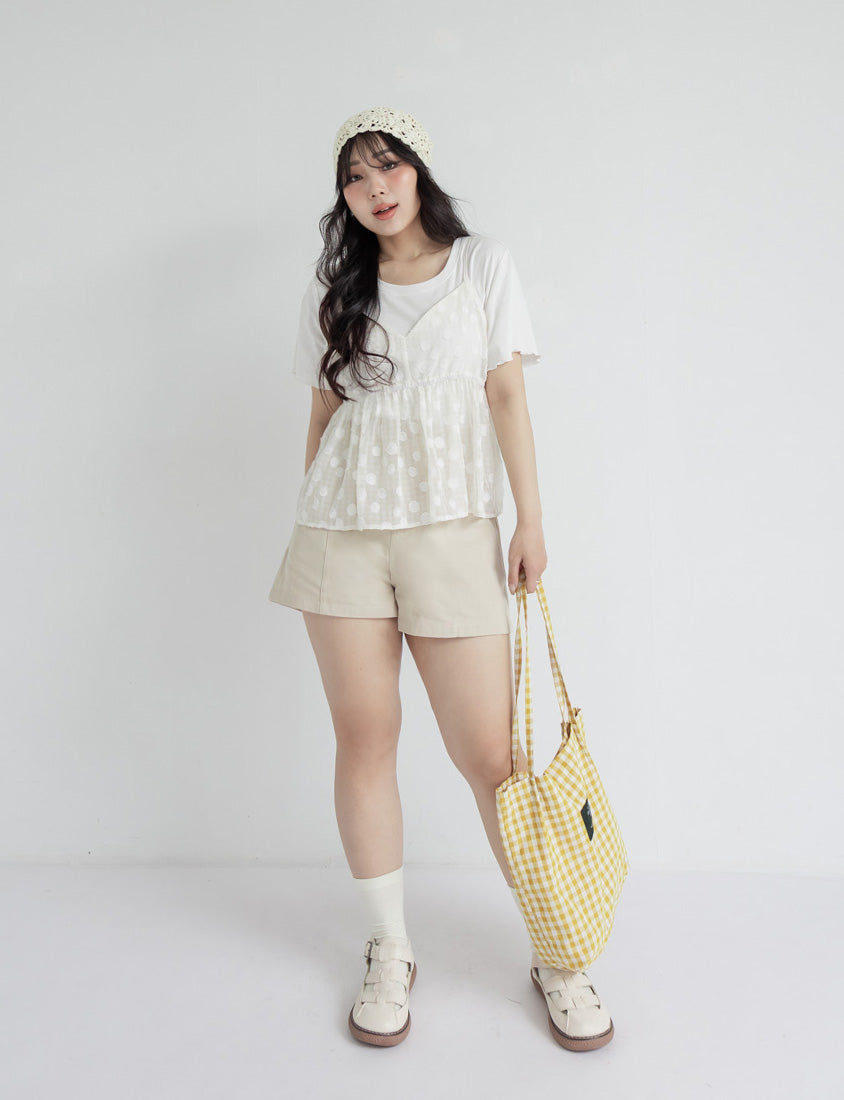 Playful Bubble Plaid Plus Size Two-Piece Set