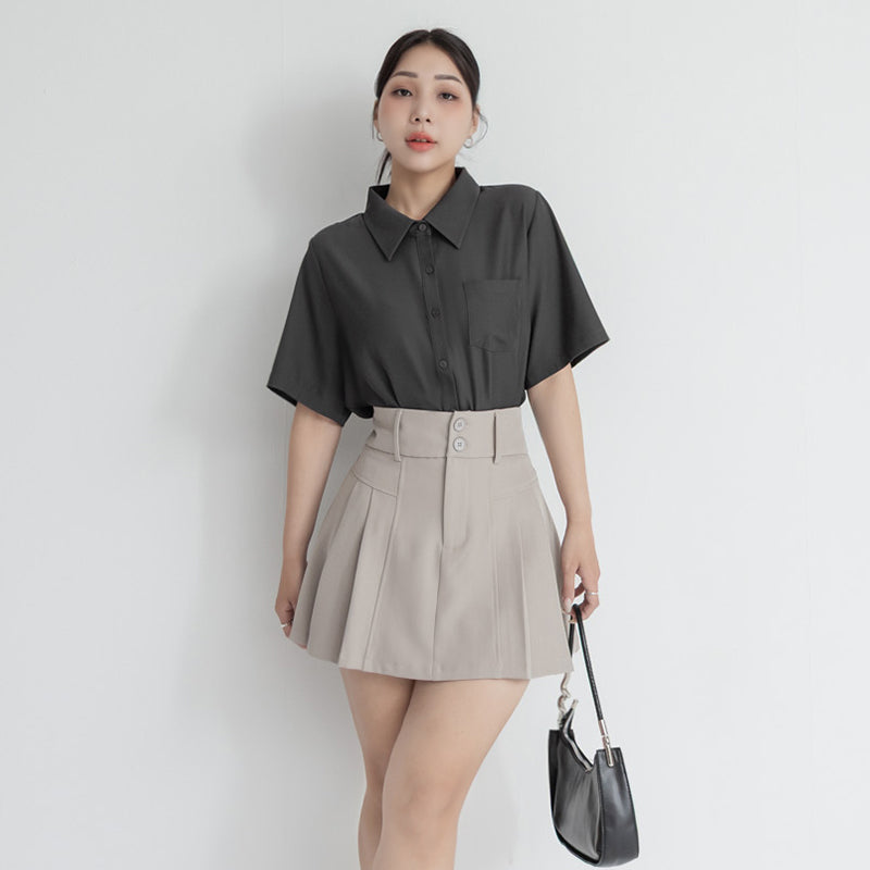 MISS. Silky Cool Classic Morandi Plus Size Shirt