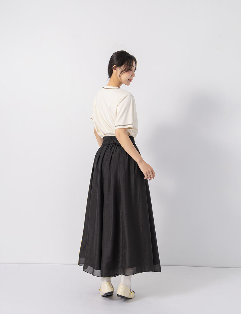 Wide Waistband Ethereal Sheer Plus Size Wide Leg Pants