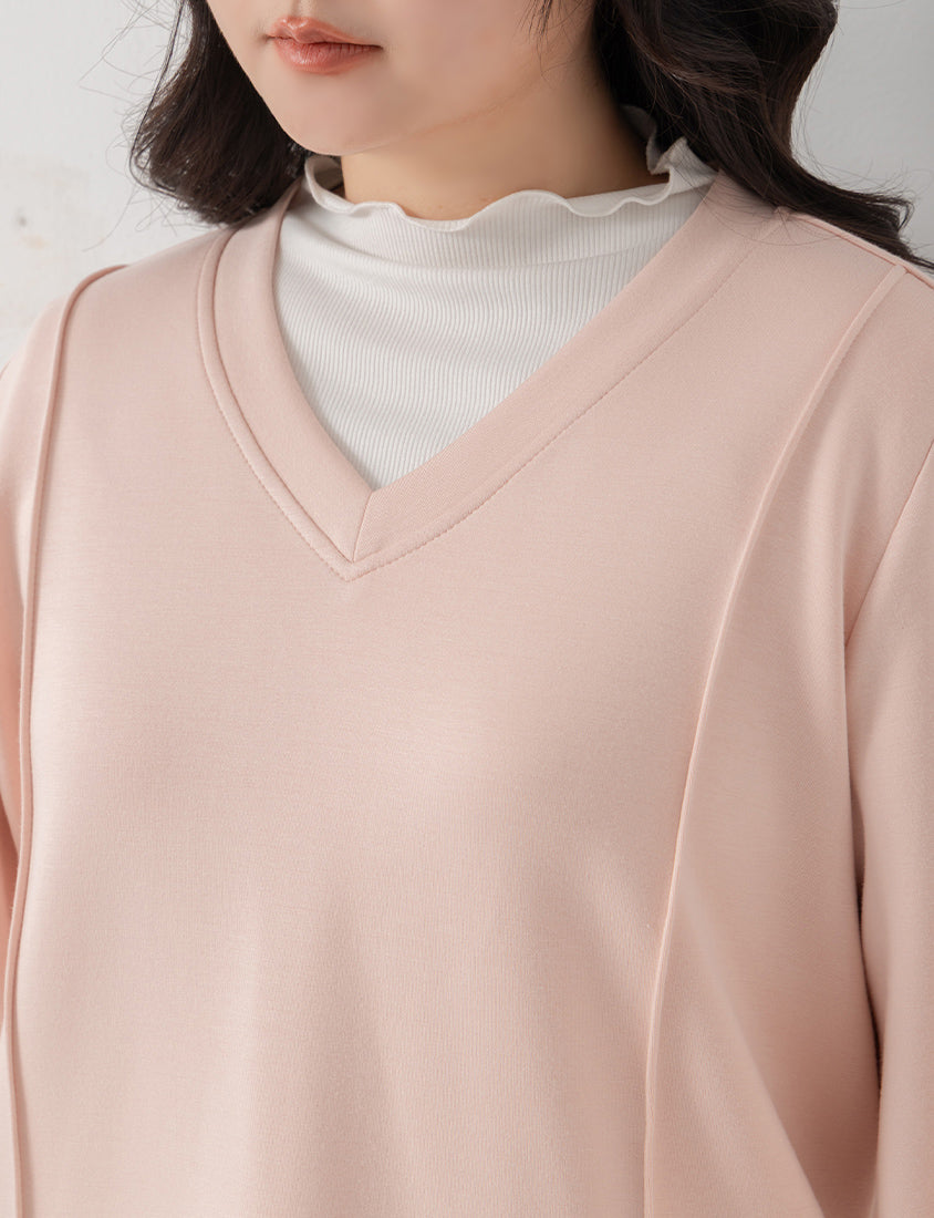 Apple-Shaped Friendly! Perfect Fit Seamed Yogurt Touch Plus Size Sweater