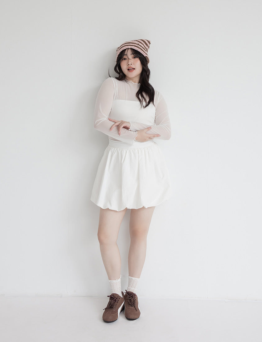 Versatile Ruffle Trim Sheer Long Sleeve Plus Size Top