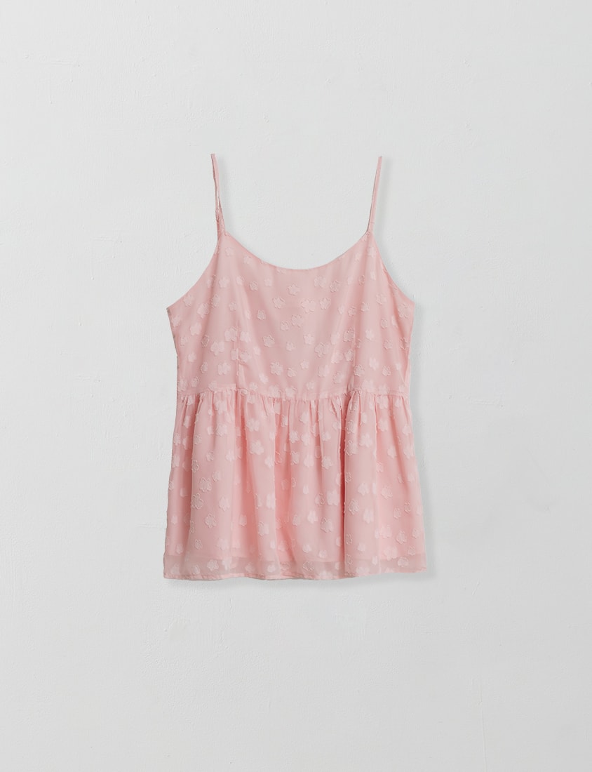 Japanese Floral Jacquard Strap Plus Size Cami Vest