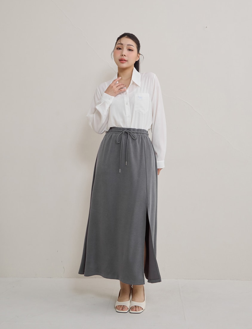 Instant Cool Cloud Cotton Slit A-Line Plus Size Skirt