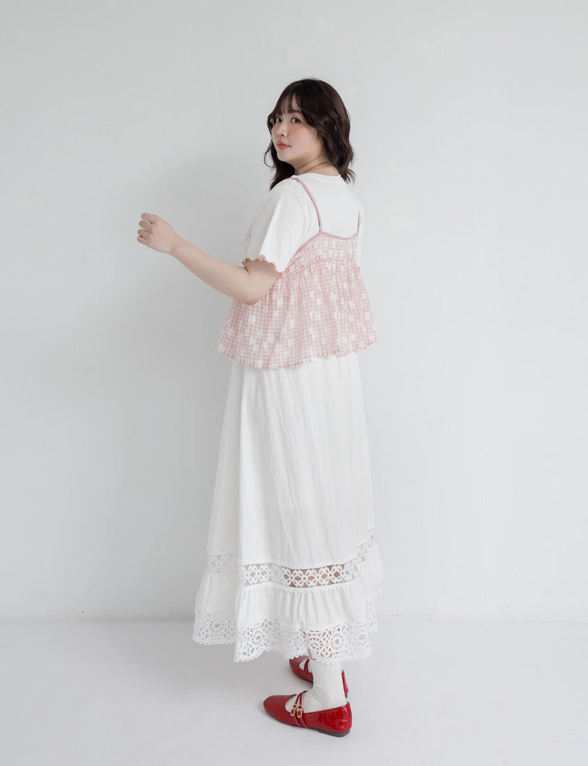 Playful Bubble Plaid Plus Size Two-Piece Set