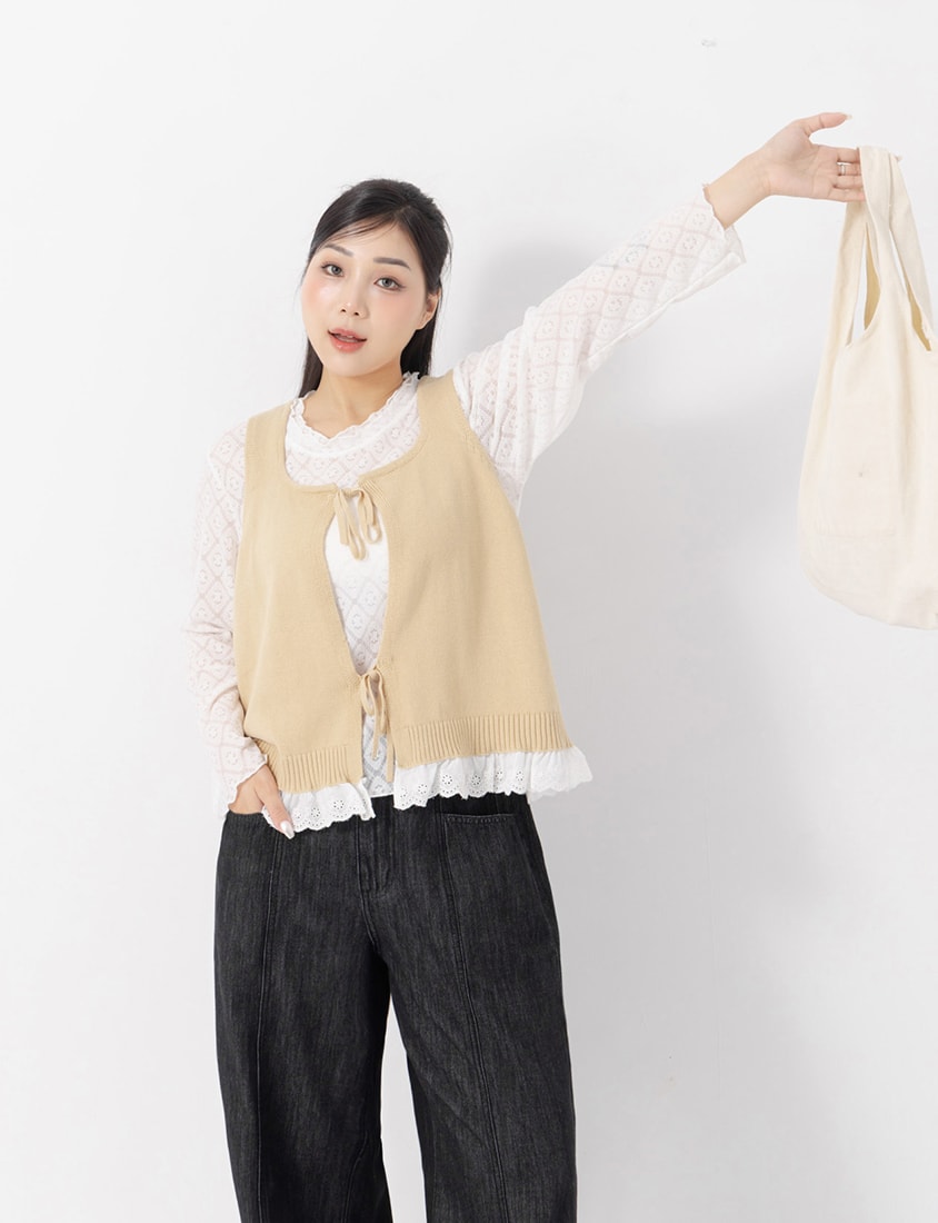 Lace-Trim Knit Layering Plus Size Tank Top