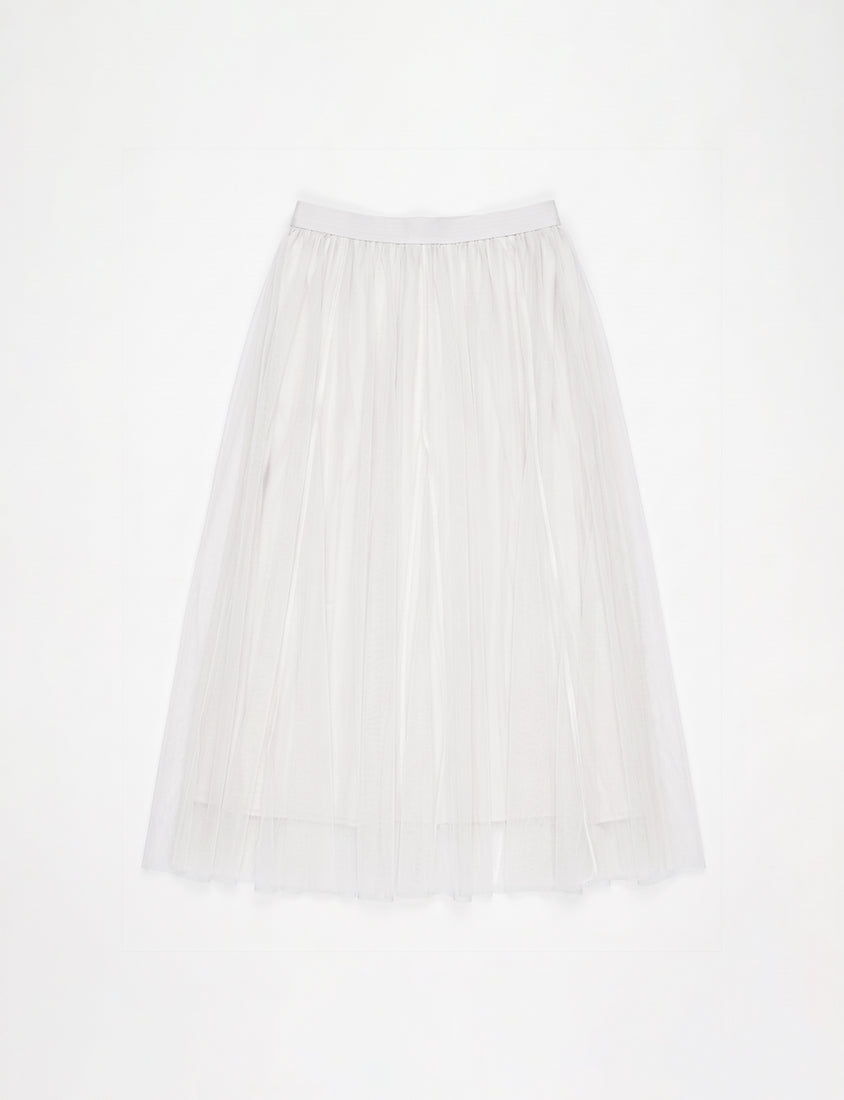 MISS. Elegant Flared Tiered Tulle Plus Size Maxi Skirt
