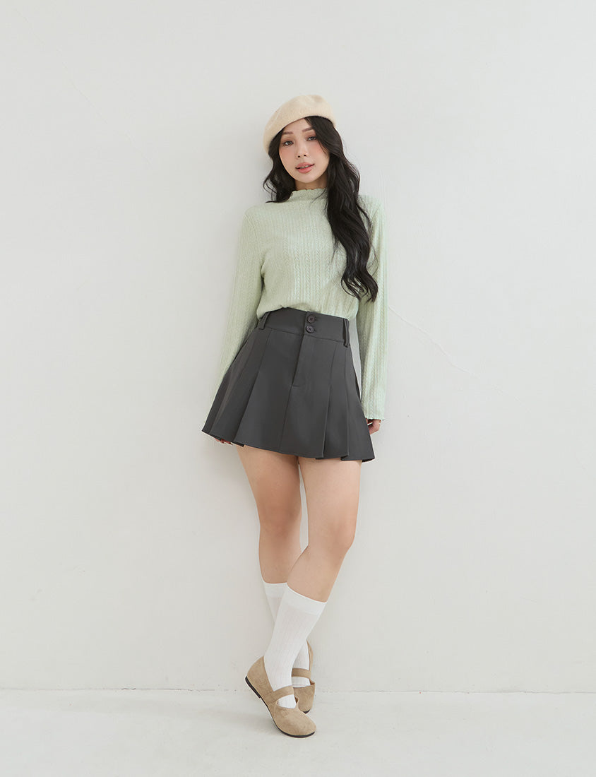 Slimming A-Line Pleated Plus Size Mini Skirt